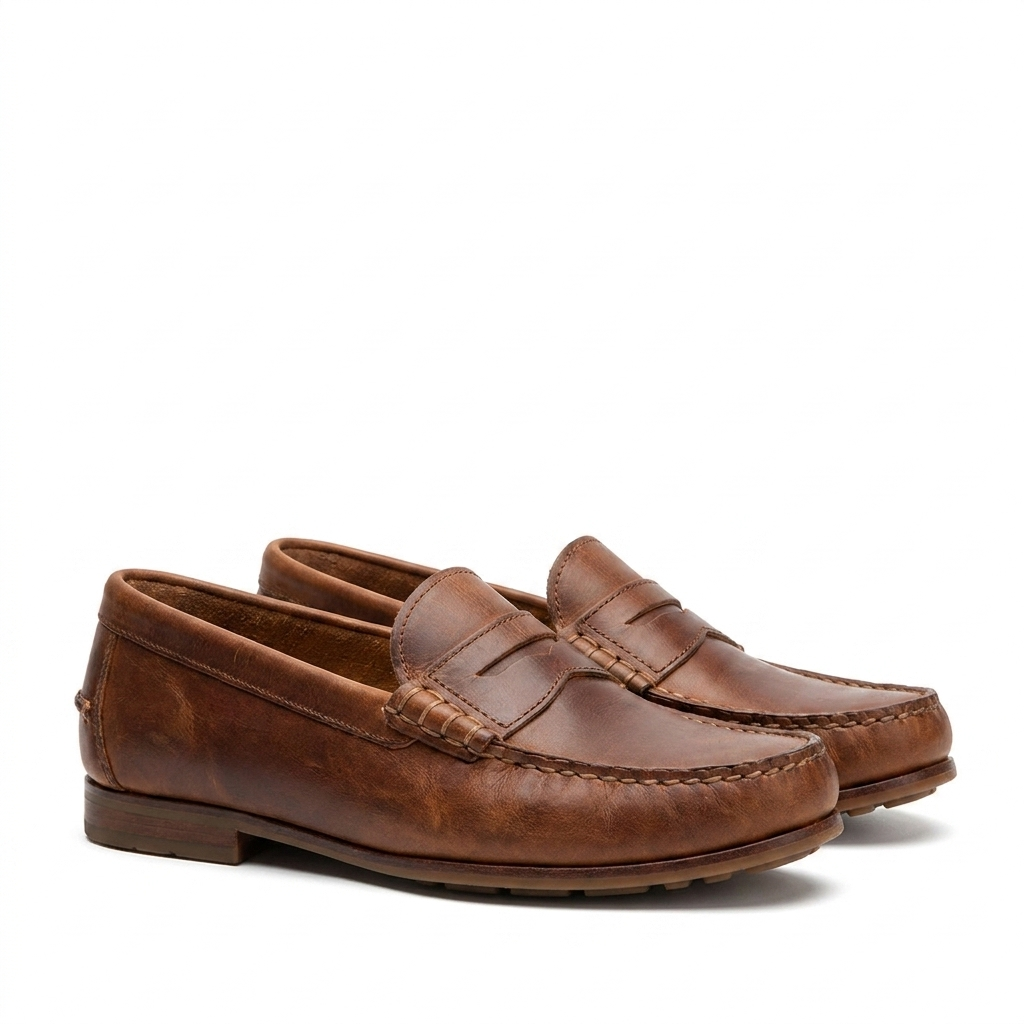 Mirelle penny loafers on white background