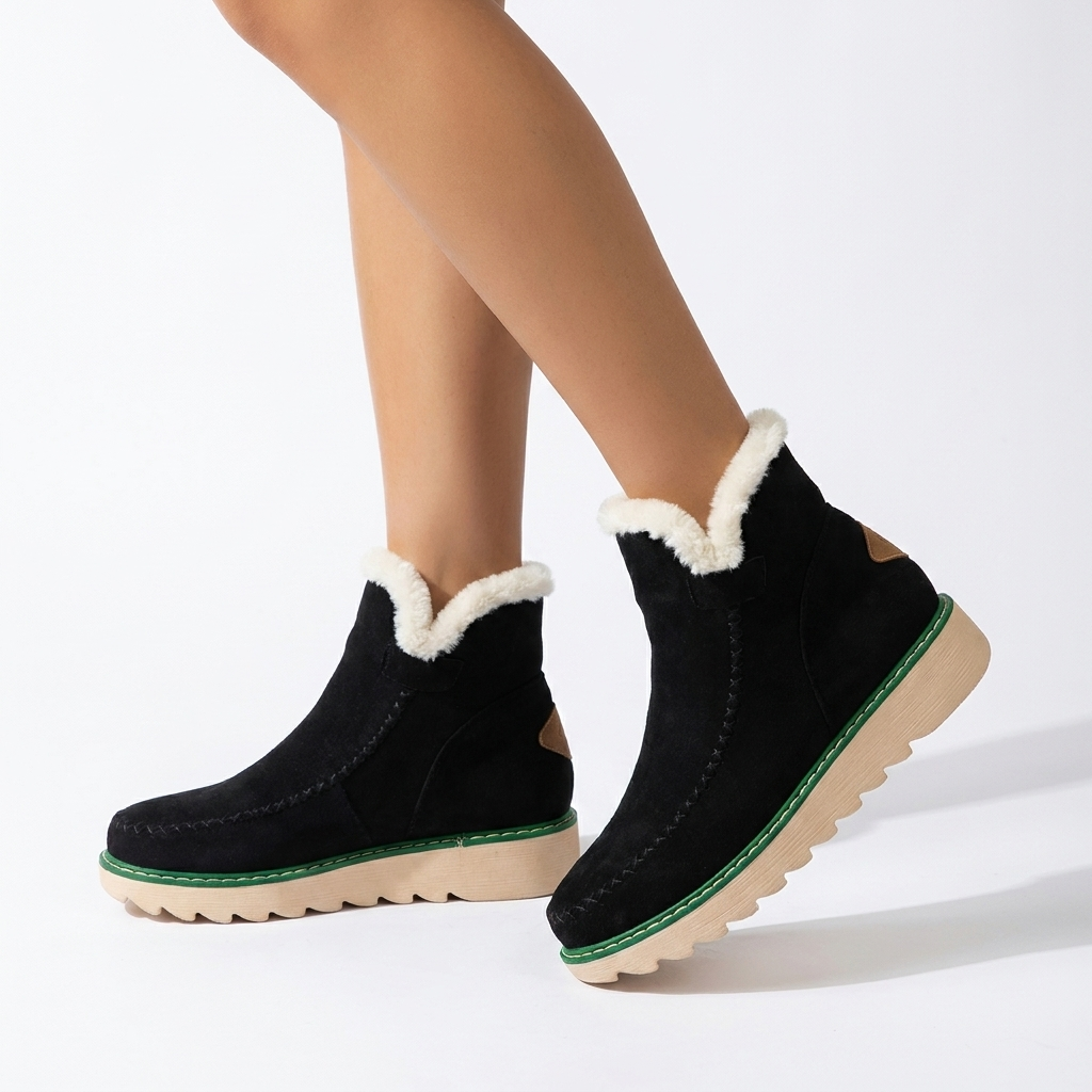 Aurelle boots worn in white studio