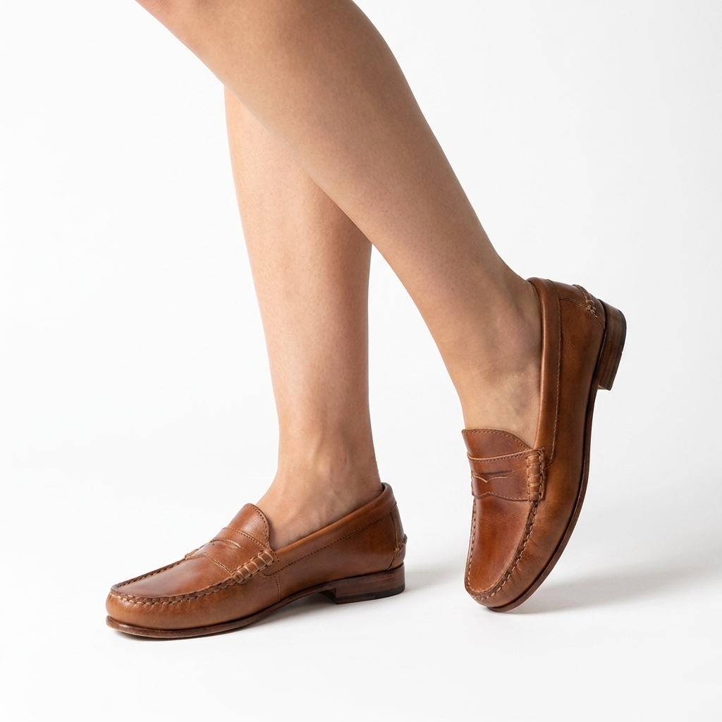 Mirelle loafers worn in white studio