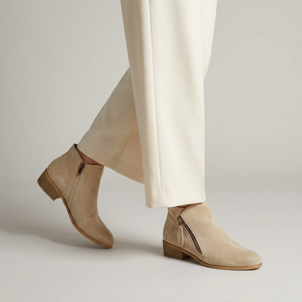 Elara boots worn mid stride in studio