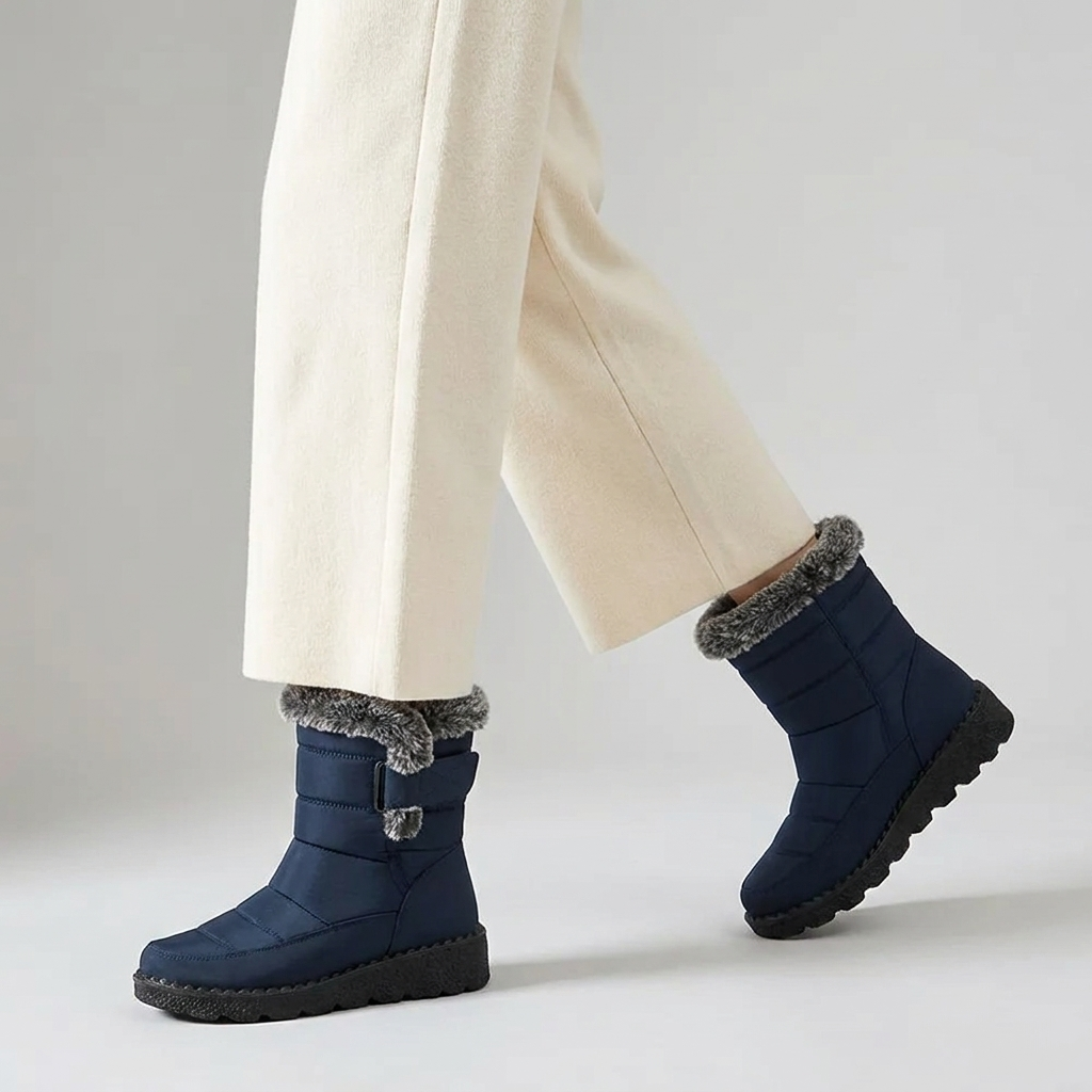 Polara boots worn mid stride in studio